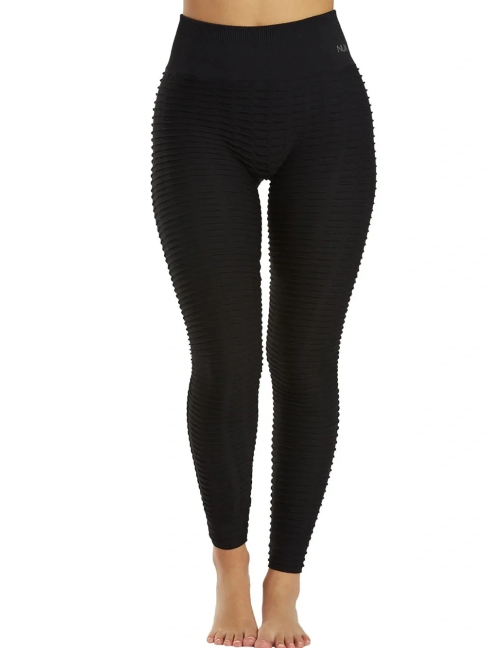 NUX Black pucker up Ribbed High-Waist Leggings